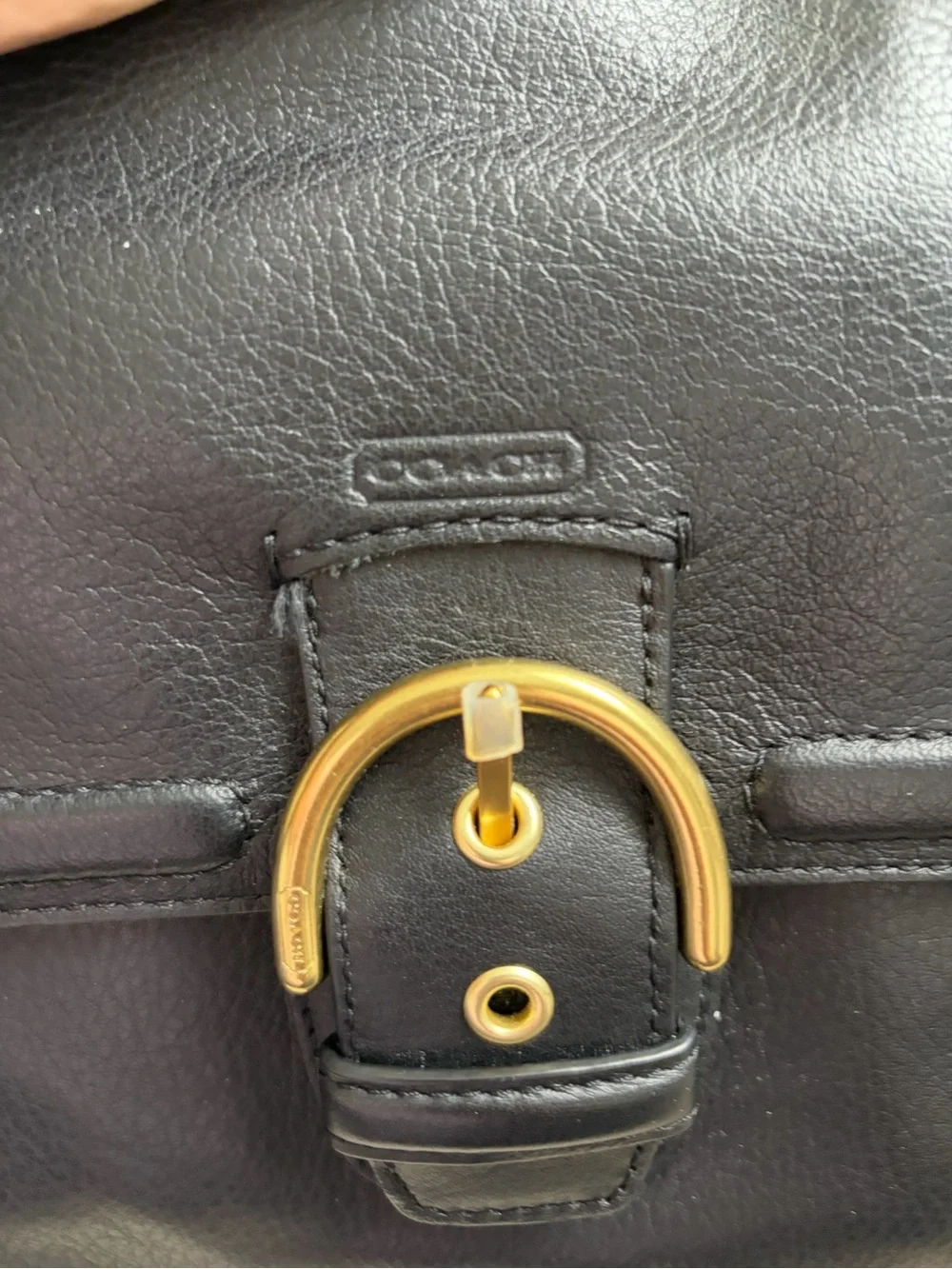 COACH Campbell Bell Black Leather Tote Bag with Gold Hardware. NWT